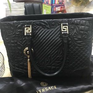 Versace Elletra Vanitas Large Black Quilted Tote